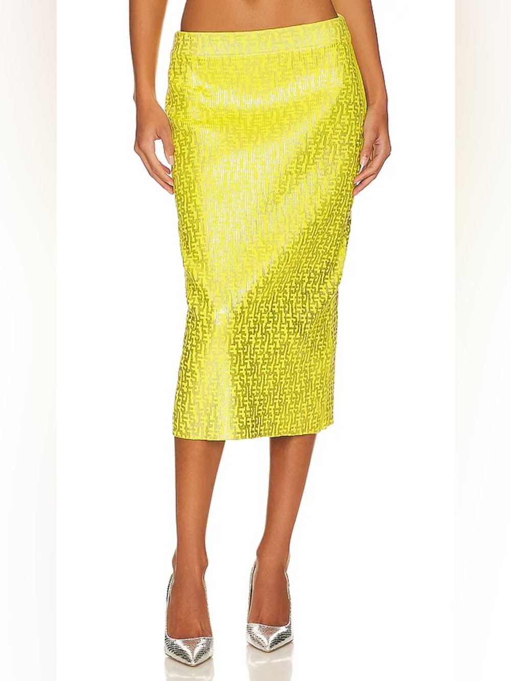 Diesel Medium-Ikaria Monogram-Print Midi Skirt Green & Yellow Medium
